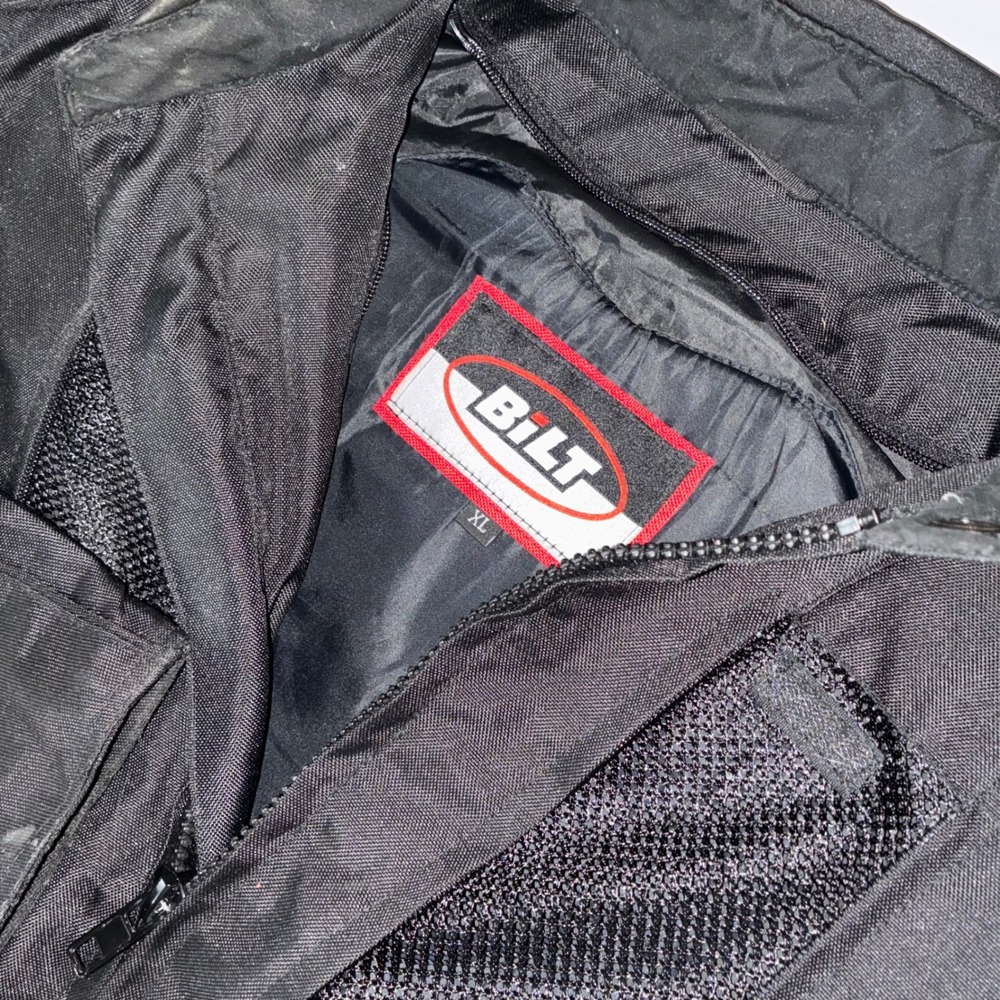 BILT Motorcycle Jacket Mens XL Black Mesh Padded Riding Biker Full Zip